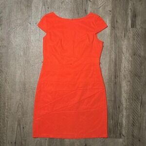 AGB Orange Shift Dress Short Sleeve Zip Back Size 14 Work Casual Chic